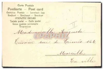 Arranjo de trevo e flores — 'Feliz Ano' — editor não identificado, número de série não visível — Verso