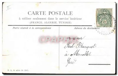 Main tenant un bouquet de rose et de fleurs bleues — Bonne Fête — P.L.S. série D.2065 — Verso