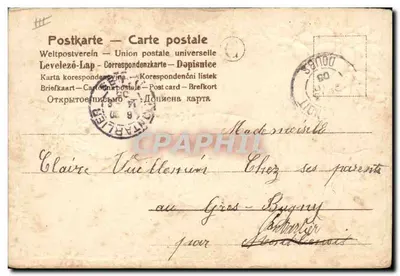 Mano che regge un bouquet di fiori — Festa dei Fiori — Union postale universelle — Verso