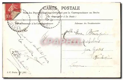 Lilas — bouquet tenu par une main — éditeur J.C. Paris, N° 1951 — Verso