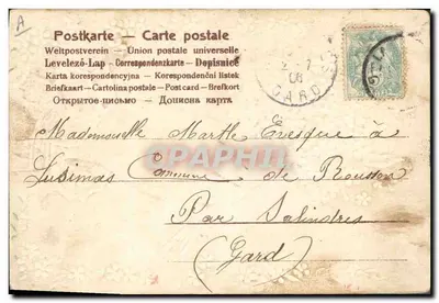 Stara pocztówka Fantazja Kwiaty ręcznie wykonane — Rewers