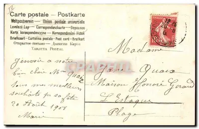 Mão e andorinha — Boa festa — Carta postal multilíngue — Verso