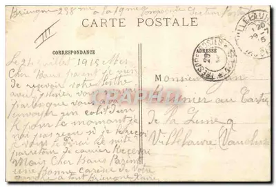 Improwizowana kwatera przez naszych artylerzystów — Wielka Wojna 1914-15 — IMP. BAUDINIÈRE - NANTERRE — Rewers
