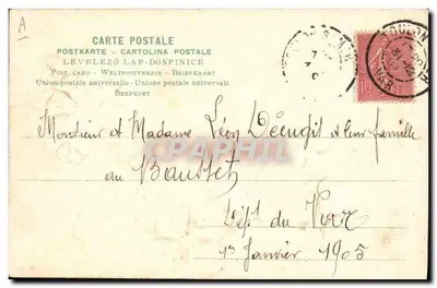 Jaar 1905 — Antieke ansichtkaart met klaverbladeren — uitgever OEPOLÉE — Achterkant
