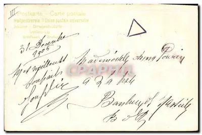 Boa ano 1907 — decoração com galhos de abeto — editor não visível — Verso