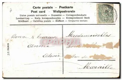 Ano 1906 — motivos de folhas de trêfola — J.C. PARIS — Verso