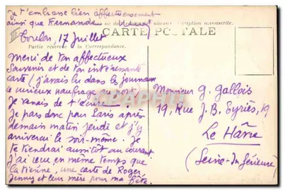 Navio de guerra francês — Thionville — n°709 — Verso