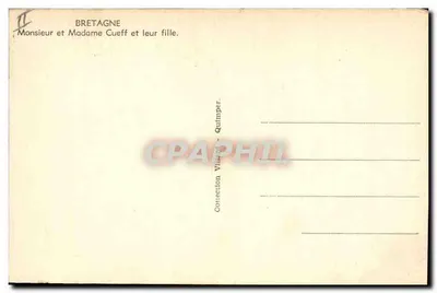 Senhor e Senhora Cueff e sua filha — Bretanha — Coleção Vilmper - Quimper — Verso