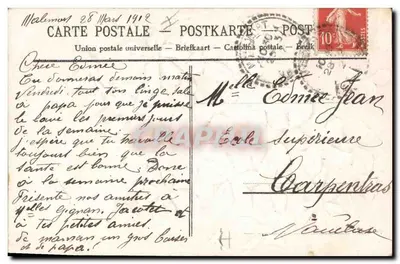 Violet in vaas — uitzicht op huis — Franse Republiek — Achterkant