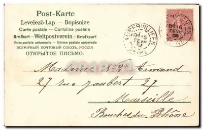 Bloemige boot — Antieke ansichtkaart Série 275 — uitgever MS.IB — Achterkant