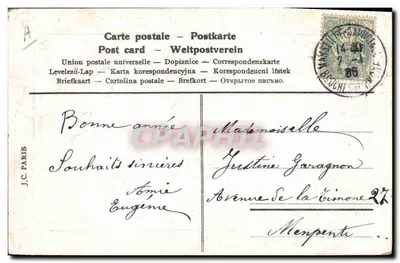Ano 1906 — Carta postal da União Postal Universal — editor J.C. PARIS — Verso