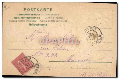 Jaar 1905 — klaverbladeren en bloemen — onbekende uitgever, n° 74 — Achterkant