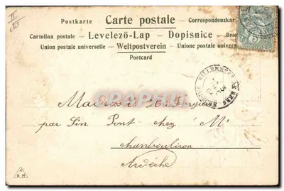 Bilhete postal antigo Fantasia à Mão Flores — Verso