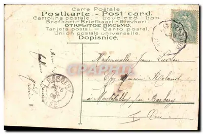 Hand met viooltjes en klaverbladeren — Mooie herinnering — n° 474 — Achterkant