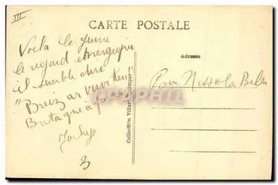 Jovem Homem de Pent-l'Abbé — traje tradicional breton — editor não identificado — Verso