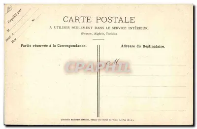 La Vallée d'Aiguilhe — vista panorámica — Dentelle du Puy, colección Margerite-Héronou — Reverso