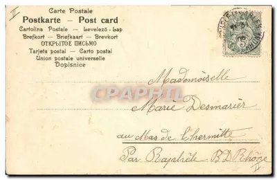 Bouquet de muguet y violetas — Serie 900, n.º 2454 — editor no visible — Reverso