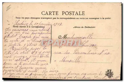 Apertura de tarjeta postal — Mil Besos — sello de 10 centavos — Reverso