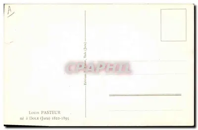 Louis Pasteur — retrato gravado — D'après Champollion, editor E. Protet, Dole — Verso