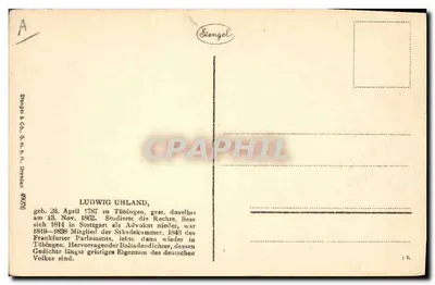 Ludwig Uhland — portret rytowniczy — Stengel & Co. n° 48076 — Rewers