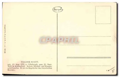 Walter Scott — gekleefde portret — Stengel & Co. n° 49108 — Achterkant