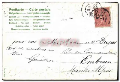 Boa ano 1906 — decoração de trevo e flores — série 502, editor Union postale universelle — Verso