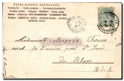Gatti e maiale — illustrazione in rilievo — Unione postale universale — Verso
