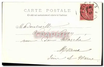 Flores de lavanda e fita azul — Bom Ano 1907 — carta postal manuscrita — Verso