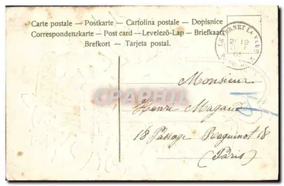 Bukiet myśliwki — myśliwki w koszyku — wydawca nieznany — Rewers