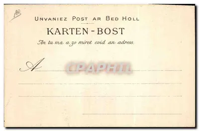 Stara kobieta z Elven — Czapka z pionkiem — Wydawca: Édudes de Coiffes de Bretagne, nr 1418 — Rewers