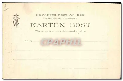 Cabeças Bretãs — Cabeça de Luto (Coleção de uma Menina de Trescalan) — Union Postale Universelle — Verso