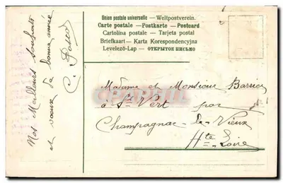 Arranjo de flores azuis — Meus melhores cumprimentos — União Postal Universal — Verso