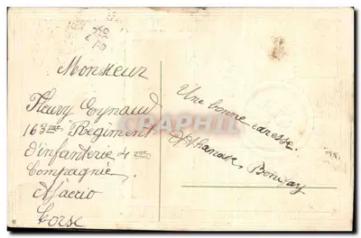 Eu trago sorte — cartão postal decorativo com selo de 5c — editor não visível — Verso