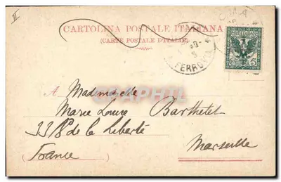 Portret van een man — Italië en Frankrijk 1904 — uitgever onbekend — Achterkant