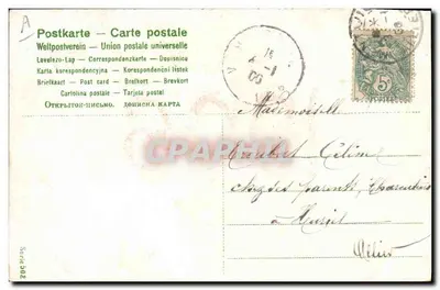 Bom ano 1906 — Carta postal de boas-vindas — Editor J. D. D. (Série 502) — Verso