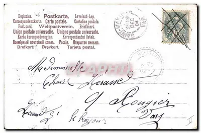 Ręka trzymająca bukiet fiołków — wydawca nieznany, numer serii nie widoczny — Rewers
