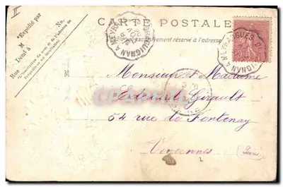 Bilhete postal antigo Fantaisie Main Fleurs — Verso