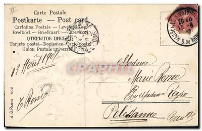 Buquê de violetas e rosas — Boa e Feliz Festa — J.C. Paris 502 — Verso