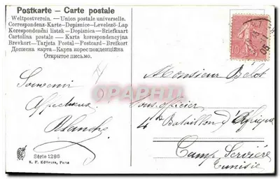 Mãos entrelaçadas em um coração — editor K. F. Éditeurs, Paris, série 1286 — Verso
