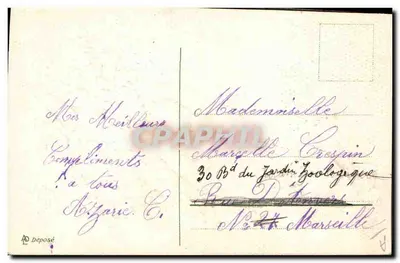 Mão oferecendo um buquê de myosotis — República Francesa 5c — editor não visível — Verso