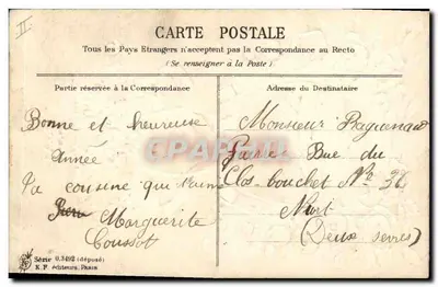Uitgestrekte hand — Rozen en viooltjes — K.F. Éditeurs, Parijs, Serie 0.3492 — Achterkant