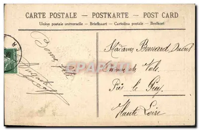 Arranjo de flores azuis — Vaso decorado — Selo de 5 centavos — Verso