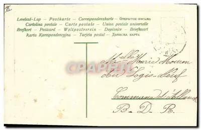 Bukiet myosotis — Szczęśliwego dnia — Marie Pinatel — Rewers