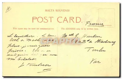 Operaia del filo di Malta. — Cartolina postale commemorativa maltese — editore non visibile — Verso
