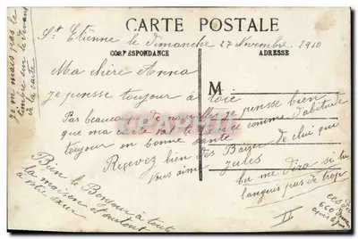 Taal van de zegels — Antieke ansichtkaart met zegels en een foto — JAK PARIS — Achterkant