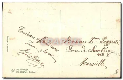 Violeta em forma de coração — carta de boas-vindas — editor brilhante, n° 11107 — Verso