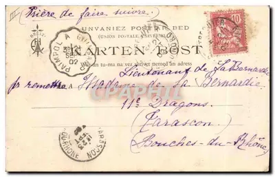 Mujer en traje bretón — Cofias bretónas — HILLION (Côtes-du-Nord) — Colección E. Hamonic, n° 584 — Reverso