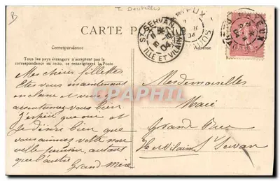 A Normandia — Dentellière com a antiga bonnette — Bilhete postal antigo n°78 — Verso