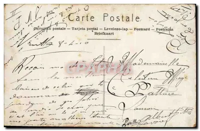 Linguagem dos Selos — Carta postal decorativa com selos franceses e casal — JAK PARIS — Verso