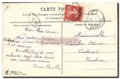 Fiori e simboli d'amore — Serie 1.863, K. F. Editori, Parigi — Verso